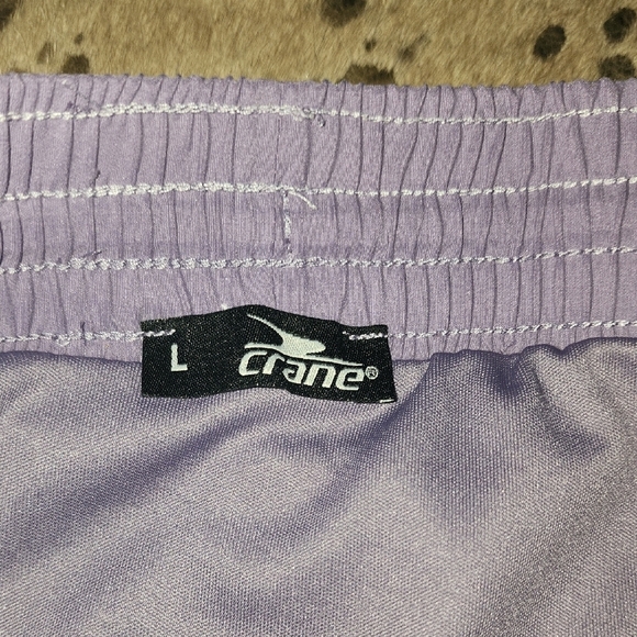 Purple and Pink Athletic Shorts with Tropical Pattern - Picture 2 of 6